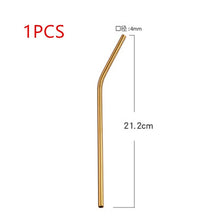 1/4/8Pcs Color gold stainless steel Drinking Straw Reusable High Quality 304 Stainless Steel Metal Straw