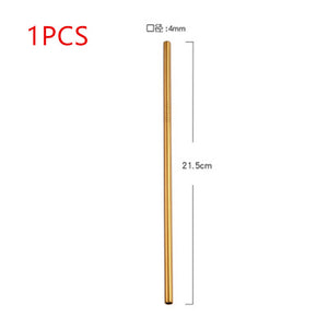 1/4/8Pcs Color gold stainless steel Drinking Straw Reusable High Quality 304 Stainless Steel Metal Straw