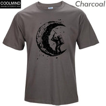 100% algodón excavando la luna estampado casual hombres o-cuello camisetas moda hombres tops hombres manga corta Camiseta hombres camiseta 2017