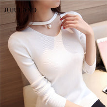 2017 Autumn Winter Women Sweaters and Pullovers V Neck Cashmere Sweater Choker Pearl knitted Sweater Jumper Back Friday Deal