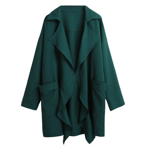 2017 Autumn Women Trench Coat Pocket Long Sleeve Casual Cardigan Loose Outerwear Casual Fashion 5XL Plus Size Long Windbreaker