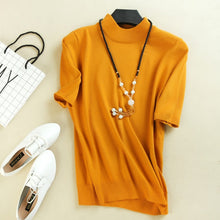 2017 Women's Cashmere Turtleneck Short Sleeve Knitted Pullover Tee Base T Wool Cashmere Brand Sweater Women Jumper