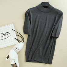 2017 Women's Cashmere Turtleneck Short Sleeve Knitted Pullover Tee Base T Wool Cashmere Brand Sweater Women Jumper