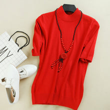 2017 Women's Cashmere Turtleneck Short Sleeve Knitted Pullover Tee Base T Wool Cashmere Brand Sweater Women Jumper