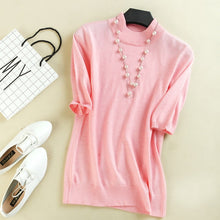 2017 Women's Cashmere Turtleneck Short Sleeve Knitted Pullover Tee Base T Wool Cashmere Brand Sweater Women Jumper