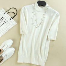 2017 Women's Cashmere Turtleneck Short Sleeve Knitted Pullover Tee Base T Wool Cashmere Brand Sweater Women Jumper