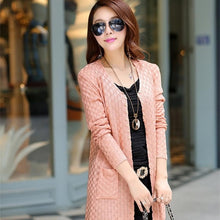 2018 Long Summer Cardigan With Pockets Female Long Sleeve Knitted Cardigans Feminino Tops Plus Size Pink Cardigan Sueter Mujer