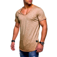 2018 nueva camiseta de manga corta con cuello en V para hombre, ajustada, ajustada, casual, para hombre, camiseta de verano hombre M-3XL