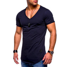 2018 nueva camiseta de manga corta con cuello en V para hombre, ajustada, ajustada, casual, para hombre, camiseta de verano hombre M-3XL