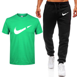 2019 verano nueva camiseta de Hombre Trajes casuales gimnasio ropa de hombre conjuntos de Tops + Pantalones Hombre sudadera hombres conjunto de camisetas de marca