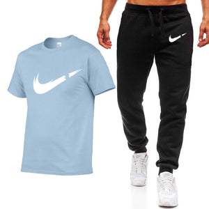 2019 verano nueva camiseta de Hombre Trajes casuales gimnasio ropa de hombre conjuntos de Tops + Pantalones Hombre sudadera hombres conjunto de camisetas de marca