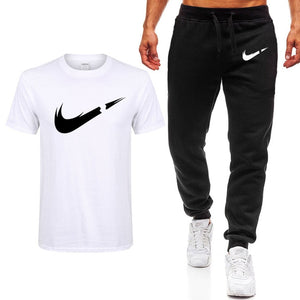 2019 verano nueva camiseta de Hombre Trajes casuales gimnasio ropa de hombre conjuntos de Tops + Pantalones Hombre sudadera hombres conjunto de camisetas de marca