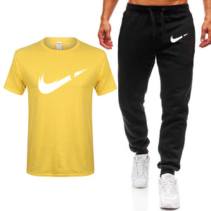 2019 verano nueva camiseta de Hombre Trajes casuales gimnasio ropa de hombre conjuntos de Tops + Pantalones Hombre sudadera hombres conjunto de camisetas de marca