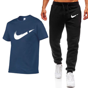 2019 verano nueva camiseta de Hombre Trajes casuales gimnasio ropa de hombre conjuntos de Tops + Pantalones Hombre sudadera hombres conjunto de camisetas de marca