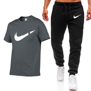 2019 verano nueva camiseta de Hombre Trajes casuales gimnasio ropa de hombre conjuntos de Tops + Pantalones Hombre sudadera hombres conjunto de camisetas de marca