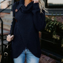 Autumn Winter Women Casual Warm Sweater Long Sleeve Irregular Sweater Female Turtleneck Knitted Sweaters