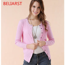 BELIARST Women New Autumn And Winter Female Pure Cashmere Sweater Knitted Cardigan Jacket Retro Twisted Flower Long Sleeve