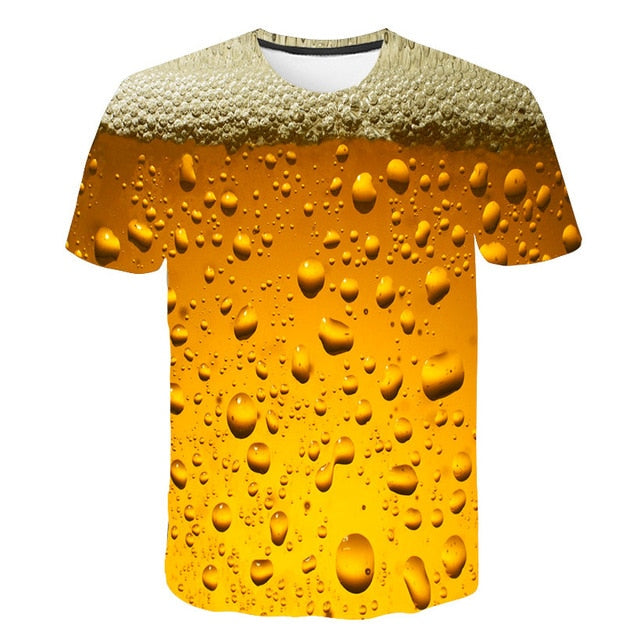 Camiseta con estampado de cerveza 3D camiseta con letras de tiempo para hombres y mujeres divertida novedad Camiseta de manga corta Tops ropa Unisex