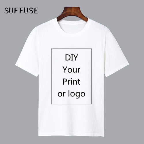 Camiseta con estampado personalizado para hombre DIY tu foto o Logo blanco Top camiseta para hombre talla S-3XL proceso de transferencia de calor Modal