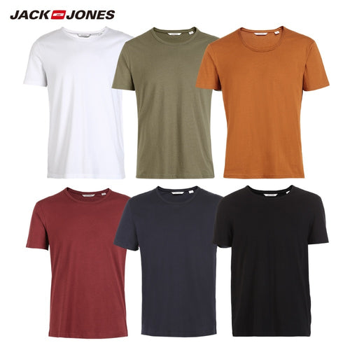 Camiseta de algodón de los hombres de JackJones camiseta de colores sólidos camiseta de moda superior más colores 3XL 2019 nueva camiseta de hombre 2181T4517