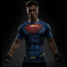 Camiseta de manga corta 3D para hombre, camiseta para Capitán América, Superman, camiseta de compresión para hombre