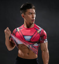 Camiseta de manga corta 3D para hombre, camiseta para Capitán América, Superman, camiseta de compresión para hombre