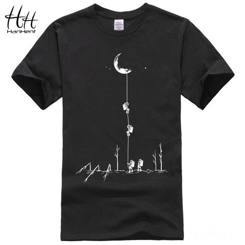 Camisetas divertidas HanHent hombres verano moda Luna impresión camiseta Casual manga corta cuello redondo Camiseta algodón Top camisetas Dropshipping 2018