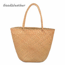 Casual straw bag big tote natural wicker bags women large capacity beach braided handbag for garden handmade woven rattan bags
