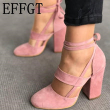 EFFGT 2018 new Women shoes Fashion Gladiator Heels Shoes Woman Quality Lace-Up High Heels Hollow out Women Heels shoes