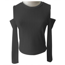 Fashion Autumn Woman Solid Color Sexy Round Neck Off-the-shoulder Solid Color Slim Crop Top Thick Sweater