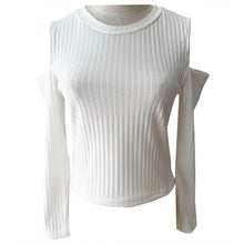 Fashion Autumn Woman Solid Color Sexy Round Neck Off-the-shoulder Solid Color Slim Crop Top Thick Sweater