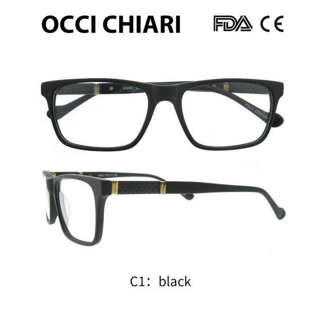 Glasses Frames Men Acetate Eyeglasses Frame Optical Eyewear Blue Demi Grey Retro Rectangle Spectacle Male OCCI CHIARI  PRA