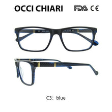 Glasses Frames Men Acetate Eyeglasses Frame Optical Eyewear Blue Demi Grey Retro Rectangle Spectacle Male OCCI CHIARI  PRA