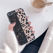 Gold Foil Bling Leopard spot Phone Case For iPhone X XS Max XR Soft TPU Cover For iPhone 7 8 6 6s Plus Glitter Case Coque