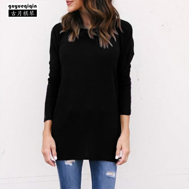 Guyueqiqin Fashion Backless Knitting Sweater Women Long Sleeve Irregular Female Pullovers Criss-Cross Solid Casual Sweaters 3XL