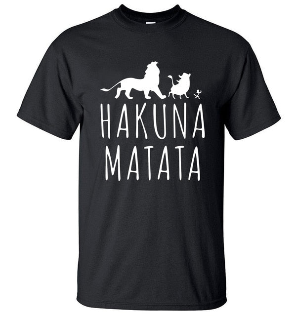 HAKUNA MATATA hombres camiseta 2019 verano 100% algodón de alta calidad hombres Camiseta Slim Fit Casual Anime camiseta el camisetas de Rey León