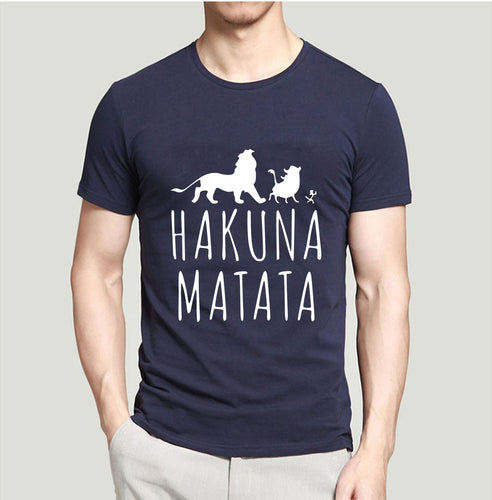 HAKUNA MATATA hombres camiseta 2019 verano 100% algodón de alta calidad hombres Camiseta Slim Fit Casual Anime camiseta el camisetas de Rey León