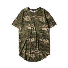 HZIJUE2017 Men's T-shirt summer Solid Color Curved Hem Long Line Camouflage Hip Hop Tshirt Elong Plain Kanye Tee Shirts Men Top