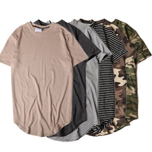 HZIJUE2017 Men's T-shirt summer Solid Color Curved Hem Long Line Camouflage Hip Hop Tshirt Elong Plain Kanye Tee Shirts Men Top