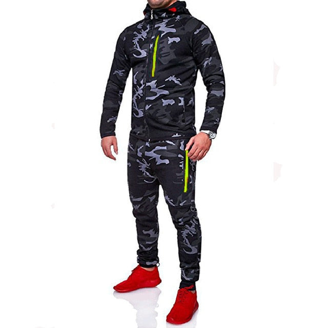 IceLion 2019 Spring Camouflage Hoodies Men Zipper Cardigan Hooded Sweatshirts Fashion Print Sportswear Men's Slim Fit Tracksuit