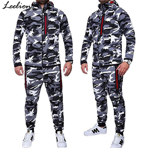 IceLion 2019 Spring Camouflage Hoodies Men Zipper Cardigan Hooded Sweatshirts Fashion Print Sportswear Men's Slim Fit Tracksuit