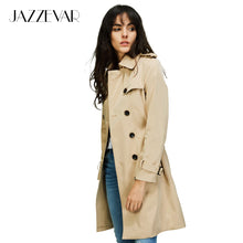 JAZZEVAR 2018 Autumn New High Fashion Brand Woman Classic Double Breasted Trench Coat Waterproof Raincoat Business Outerwear