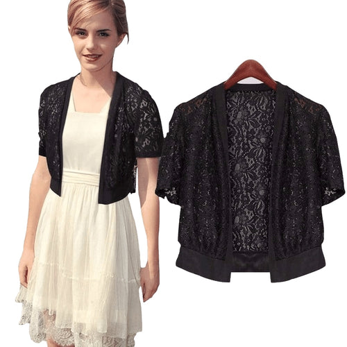 Lace Women Summer Plus Size M~5XL 2018 Fashion Casual Office Beach Wrap Coat Hollow Out Short-sleeve Short Small Shawl Cardigan
