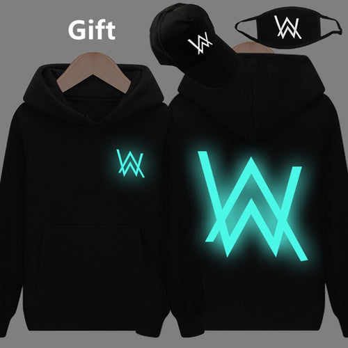 Mask& Cap as Gifts Alan Walker warm pullover hoodies luminous glowing in dark sweatshirt hip hop hooded jacket coat tracksuits