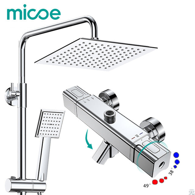 Micoe shower set smart thermostat copper faucet large area water jet top spray ABS single function shower nozzle bathroom mixer