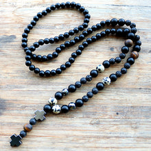 New Design fashion handmade Black Men's Hematite Cross Bead Necklace Fashion Jewelry