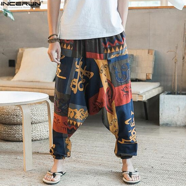 New Hip Hop Aladdin Hmong Baggy Cotton Linen Harem Pants Men Women Plus Size Wide Leg Trousers New Casual Pants Cross-pants