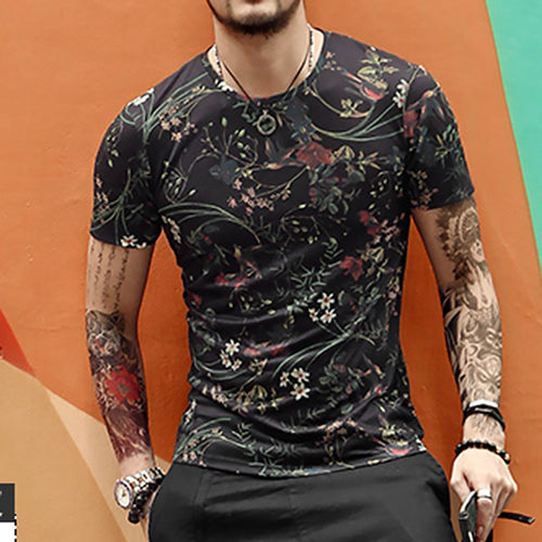 Nueva primavera de los hombres de impresión digital de manga corta Camiseta de algodón casual tops tees Fitness hombres camiseta marca ropa T4315