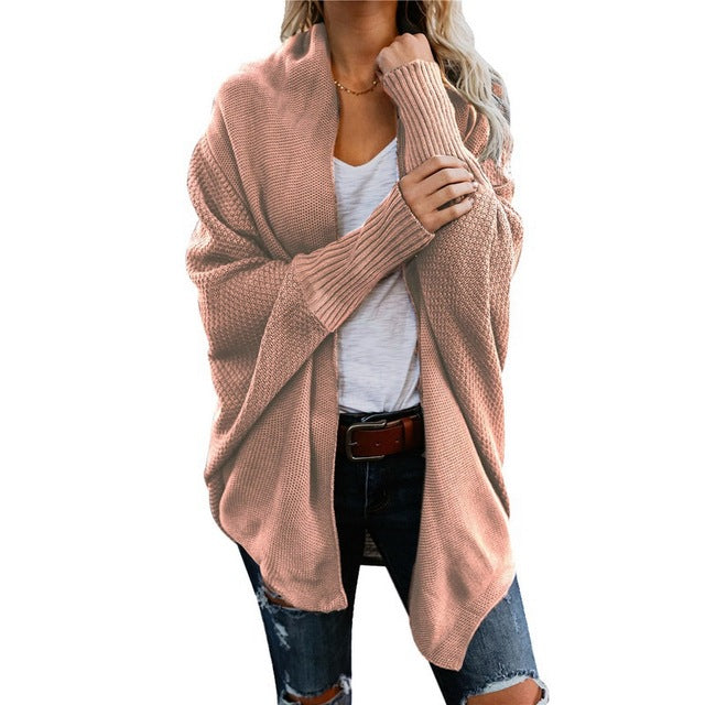 OEAK Autumn Winter Batwing Sleeve Knitwear Cardigan Women Casual Knitted Sweater Cardigan Female Fashion Elegant Jumper Coats