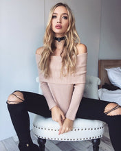Off Shoulder Knitted Sweater Women 2016 Winter Slim Oversized Sweaters And Pullovers Autumn Pink Jumper Pull Femme A16223